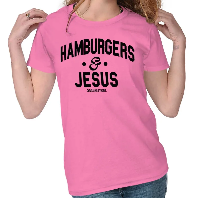 Crop Top Women T Shirt to Pair with High - Waisted BottomsHamburgers & Jesus Ladies T Shirt Crop Top Women T Shirt to Pair with High - Waisted BottomsHamburgers & Jesus Ladies T Shirt