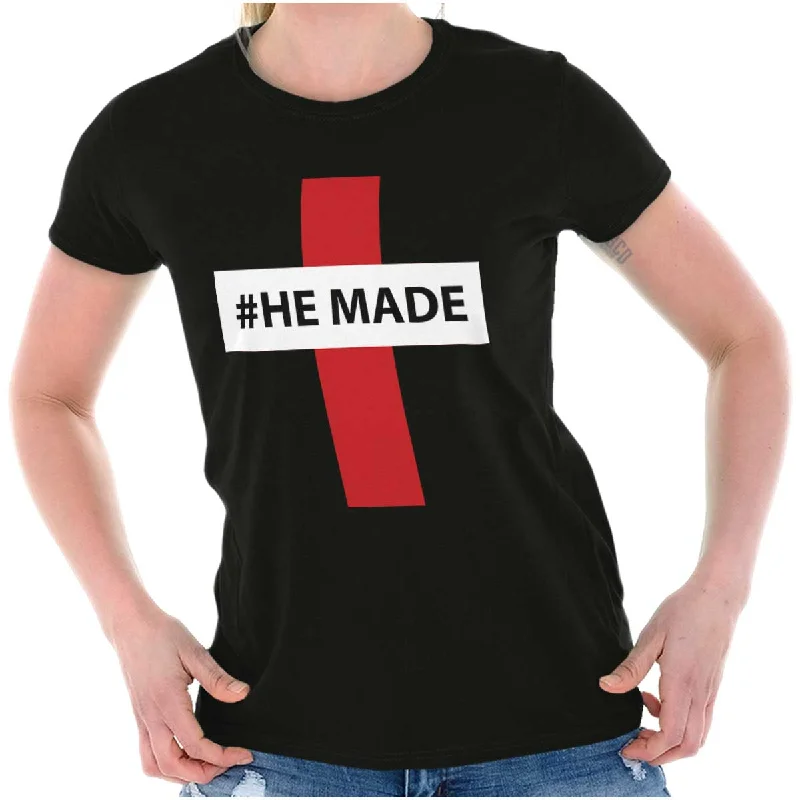 Ringer T Shirt Women with Retro - Inspired StripesHashtag Religious Ladies T Shirt