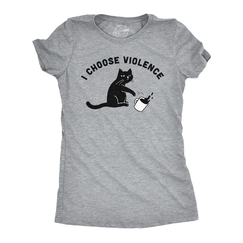 Distressed Women T Shirt with a Laid - Back AestheticI Choose Violence Women's T Shirt Distressed Women T Shirt with a Laid - Back AestheticI Choose Violence Women's T Shirt