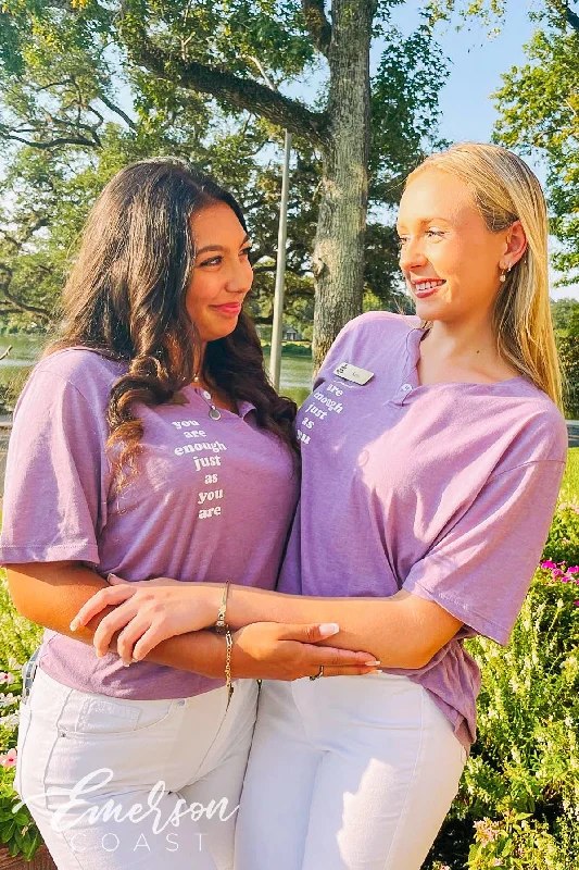 Puff Sleeve Women T Shirt for a Fashion - Forward LookKappa Alpha Theta You are Enough Lavender Henley Puff Sleeve Women T Shirt for a Fashion - Forward LookKappa Alpha Theta You are Enough Lavender Henley