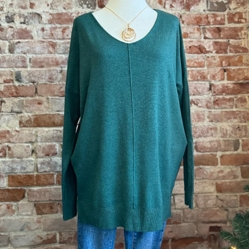 Color - Blocked Women Sweater for a Bold Fashion StatementKeep Shining Long Sleeve Sweater Hunter Green Color - Blocked Women Sweater for a Bold Fashion StatementKeep Shining Long Sleeve Sweater Hunter Green