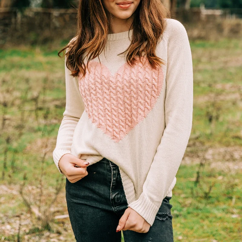Plus - Size Women Sweater with a Flattering FitLove Is In The Air Heart Sweater Cream Plus - Size Women Sweater with a Flattering FitLove Is In The Air Heart Sweater Cream