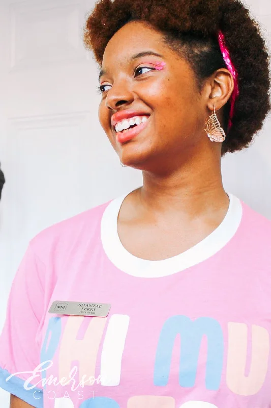 Crew Neck Women T Shirt with a Timeless DesignPhi Mu Pink Pastel Colorblock Ringer Tee Crew Neck Women T Shirt with a Timeless DesignPhi Mu Pink Pastel Colorblock Ringer Tee
