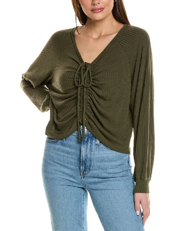 Open - Front Women Sweater for Easy LayeringProject Social T Remy Ruched Front Sweater Open - Front Women Sweater for Easy LayeringProject Social T Remy Ruched Front Sweater