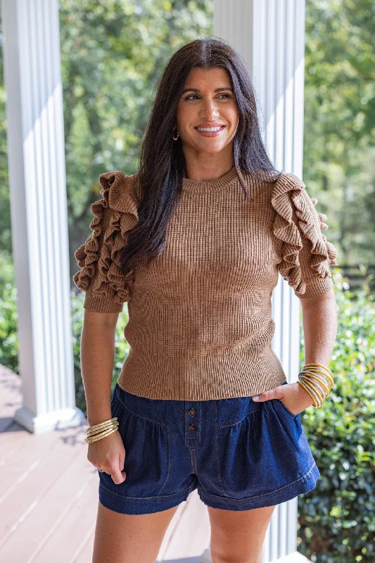 Oversized Women Sweater for a Cozy and Fashionable LookRuffled Feelings Toffee Knit Sweater Oversized Women Sweater for a Cozy and Fashionable LookRuffled Feelings Toffee Knit Sweater