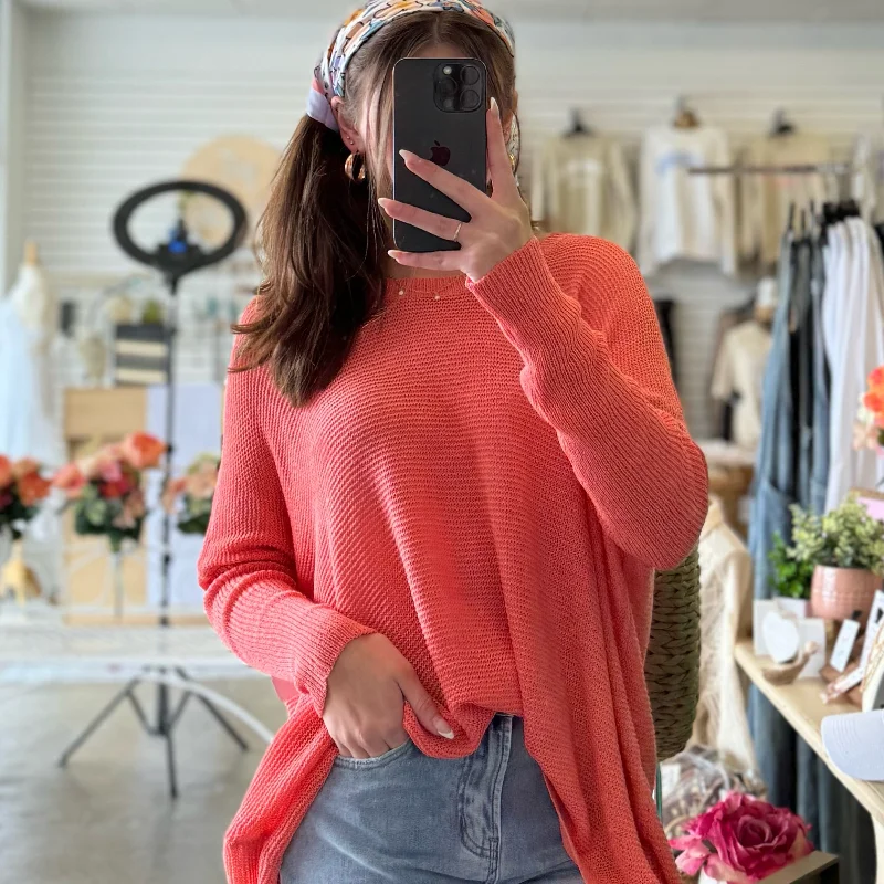 Cropped Women Sweater to Pair with High - Waisted BottomsSpring Lightweight Sweater Orange Cropped Women Sweater to Pair with High - Waisted BottomsSpring Lightweight Sweater Orange