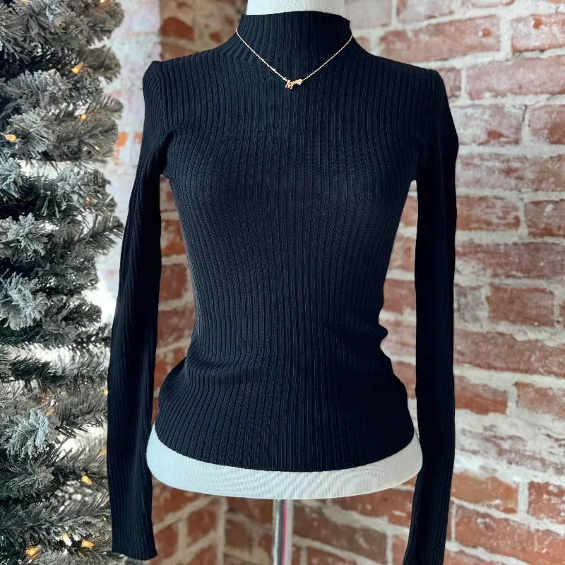 Cropped Women Sweater to Pair with High - Waisted BottomsStuck In Your Ways Ribbed Mock Neck Sweater Black Cropped Women Sweater to Pair with High - Waisted BottomsStuck In Your Ways Ribbed Mock Neck Sweater Black