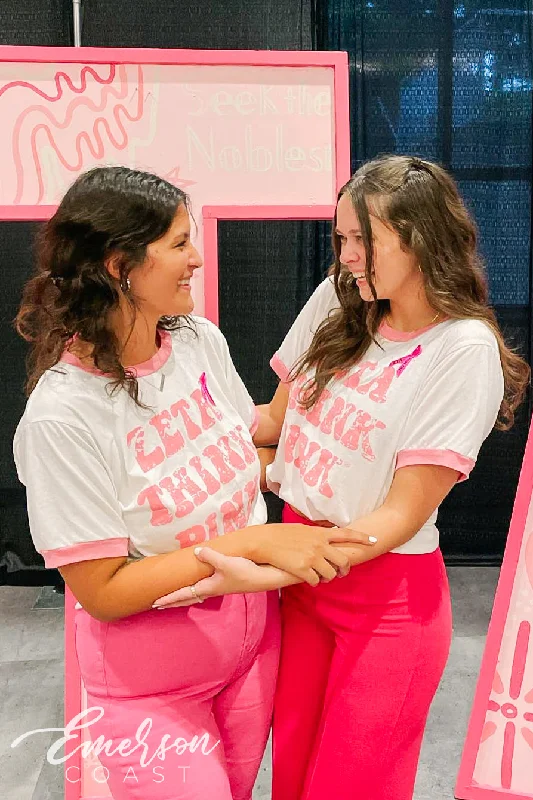 Puff Sleeve Women T Shirt for a Fashion - Forward LookZeta Tau Alpha White Philanthropy Think Pink Ringer Tee Puff Sleeve Women T Shirt for a Fashion - Forward LookZeta Tau Alpha White Philanthropy Think Pink Ringer Tee