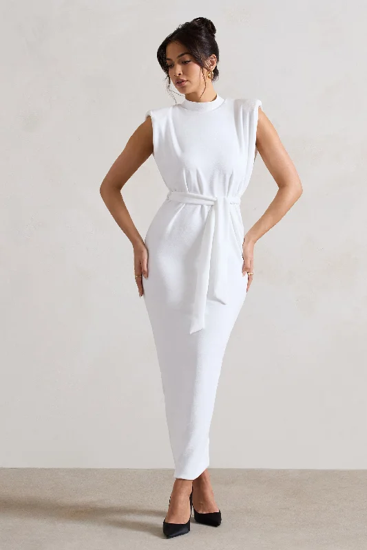 Mermaid - Style Women Dress with a Fitted Silhouette for Special OccasionsMermaid - Style Women Dress with a Fitted Silhouette for Special OccasionsAbbie | White High-Neck Maxi Dress With Tie Waist Mermaid - Style Women Dress with a Fitted Silhouette for Special OccasionsMermaid - Style Women Dress with a Fitted Silhouette for Special OccasionsAbbie | White High-Neck Maxi Dress With Tie Waist