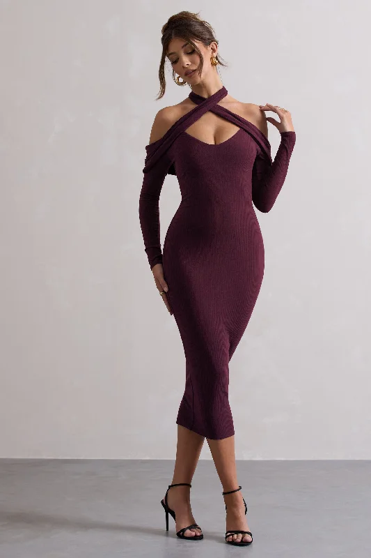 Long - Sleeve Women Dress in Velvet for a Luxurious Winter LookLong - Sleeve Women Dress in Velvet for a Luxurious Winter LookDuet | Plum Rib Knit Halter-Neck Midi Dress With Cut-Out Long - Sleeve Women Dress in Velvet for a Luxurious Winter LookLong - Sleeve Women Dress in Velvet for a Luxurious Winter LookDuet | Plum Rib Knit Halter-Neck Midi Dress With Cut-Out