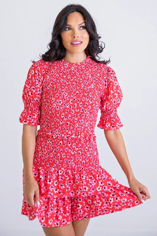 Printed Abstract Women Dress for a Modern and Artistic AppealPrinted Abstract Women Dress for a Modern and Artistic AppealFloral Smock Ruffle Dress