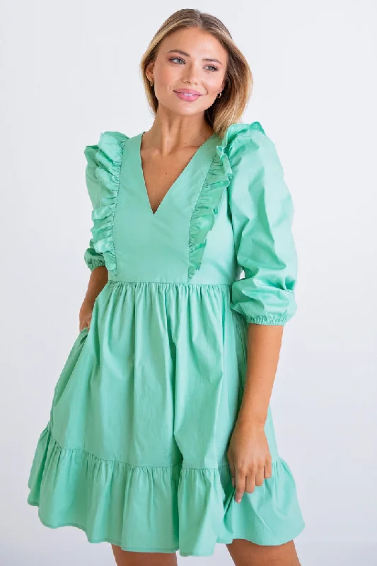 Mermaid - Style Women Dress with a Fitted Silhouette for Special OccasionsMermaid - Style Women Dress with a Fitted Silhouette for Special OccasionsGreen Poplin Ruffle Tier Dress Mermaid - Style Women Dress with a Fitted Silhouette for Special OccasionsMermaid - Style Women Dress with a Fitted Silhouette for Special OccasionsGreen Poplin Ruffle Tier Dress