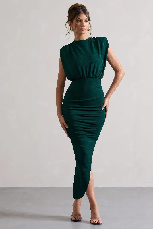 Wrap - Style Women Dress with Adjustable Fit for All Body TypesWrap - Style Women Dress with Adjustable Fit for All Body TypesJennifer | Bottle Green Sleeveless Maxi Dress With Asymmetric Hem Wrap - Style Women Dress with Adjustable Fit for All Body TypesWrap - Style Women Dress with Adjustable Fit for All Body TypesJennifer | Bottle Green Sleeveless Maxi Dress With Asymmetric Hem