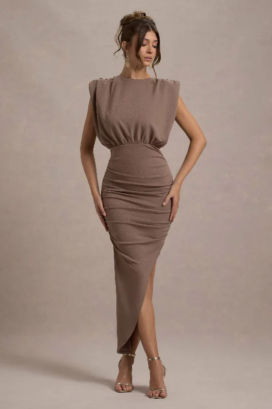Pleated Women Dress with a Timeless and Elegant TexturePleated Women Dress with a Timeless and Elegant TextureJennifer | Mocha Sleeveless Maxi Dress With Asymmetric Hem Pleated Women Dress with a Timeless and Elegant TexturePleated Women Dress with a Timeless and Elegant TextureJennifer | Mocha Sleeveless Maxi Dress With Asymmetric Hem