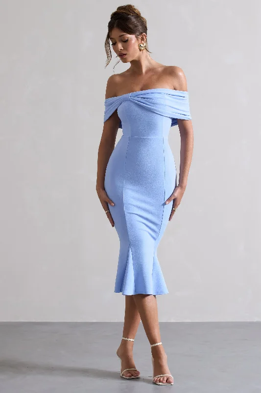 Plus Size Women Dress with a Flattering A - Line Cut for Comfort and StylePlus Size Women Dress with a Flattering A - Line Cut for Comfort and StyleLydia | Sky Blue Bardot Bow Detail Midi Dress Plus Size Women Dress with a Flattering A - Line Cut for Comfort and StylePlus Size Women Dress with a Flattering A - Line Cut for Comfort and StyleLydia | Sky Blue Bardot Bow Detail Midi Dress