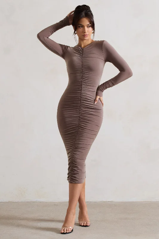 Plus Size Women Dress with a Flattering A - Line Cut for Comfort and StylePlus Size Women Dress with a Flattering A - Line Cut for Comfort and StyleMonique | Mocha Ruched Bodycon Midi Dress Plus Size Women Dress with a Flattering A - Line Cut for Comfort and StylePlus Size Women Dress with a Flattering A - Line Cut for Comfort and StyleMonique | Mocha Ruched Bodycon Midi Dress