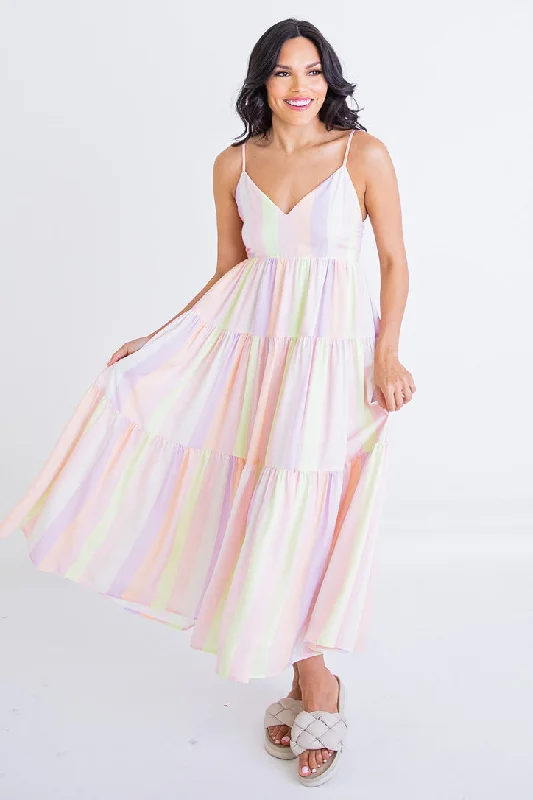 Backless Women Dress for a Sexy and Alluring Look at Evening EventsBackless Women Dress for a Sexy and Alluring Look at Evening EventsPastel Stripe Tier Maxi Dress Backless Women Dress for a Sexy and Alluring Look at Evening EventsBackless Women Dress for a Sexy and Alluring Look at Evening EventsPastel Stripe Tier Maxi Dress