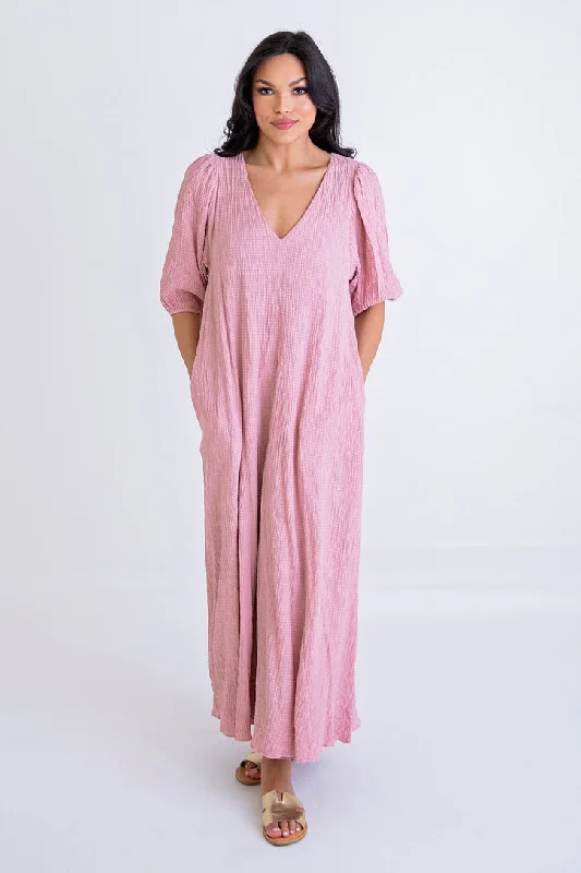 Lace - Embellished Women Dress for an Elegant and Sophisticated AppearanceLace - Embellished Women Dress for an Elegant and Sophisticated AppearancePink Vneck Signature Maxi Dress Lace - Embellished Women Dress for an Elegant and Sophisticated AppearanceLace - Embellished Women Dress for an Elegant and Sophisticated AppearancePink Vneck Signature Maxi Dress