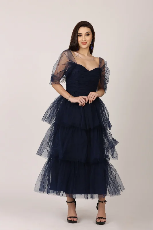 Wrap - Style Women Dress with Adjustable Fit for All Body TypesWrap - Style Women Dress with Adjustable Fit for All Body TypesSydney Tulle Midi Dress in Navy Wrap - Style Women Dress with Adjustable Fit for All Body TypesWrap - Style Women Dress with Adjustable Fit for All Body TypesSydney Tulle Midi Dress in Navy