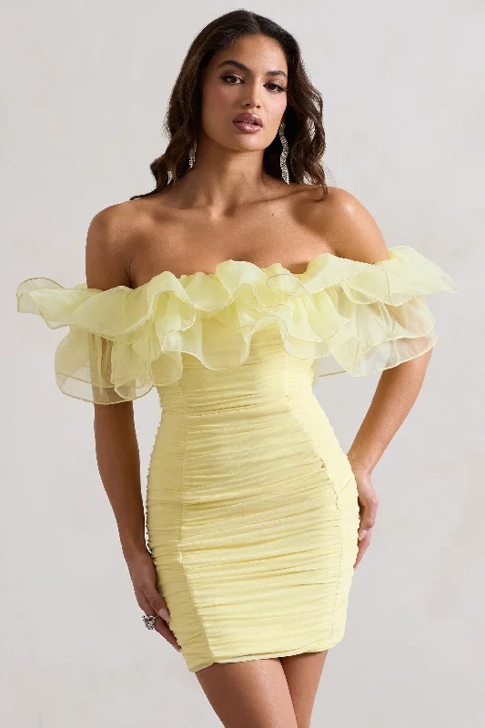 Strapless Women Dress with a Built - in Bra for Comfort and SupportStrapless Women Dress with a Built - in Bra for Comfort and SupportWaterlily | Lemon Ruched Bardot Mini Dress With Organza Trim Strapless Women Dress with a Built - in Bra for Comfort and SupportStrapless Women Dress with a Built - in Bra for Comfort and SupportWaterlily | Lemon Ruched Bardot Mini Dress With Organza Trim