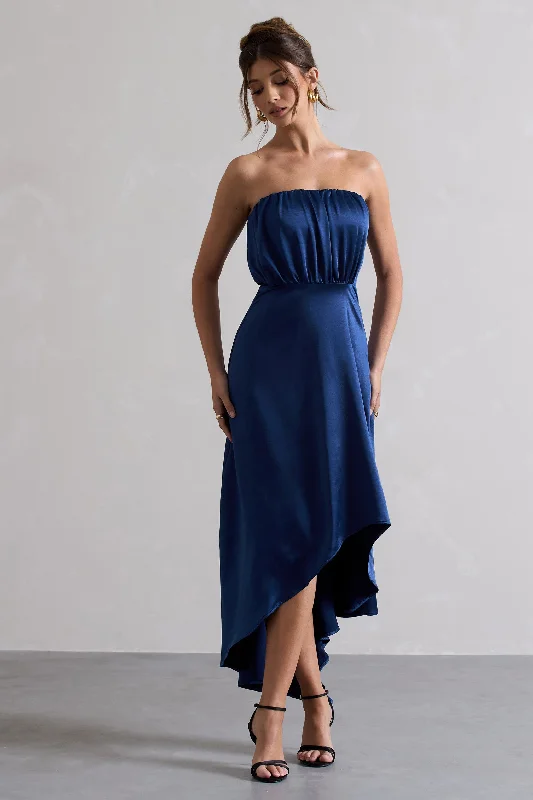 Lace - Embellished Women Dress for an Elegant and Sophisticated AppearanceLace - Embellished Women Dress for an Elegant and Sophisticated AppearanceWilla | Navy Satin Bandeau Maxi Dress With Asymmetric Hem Lace - Embellished Women Dress for an Elegant and Sophisticated AppearanceLace - Embellished Women Dress for an Elegant and Sophisticated AppearanceWilla | Navy Satin Bandeau Maxi Dress With Asymmetric Hem