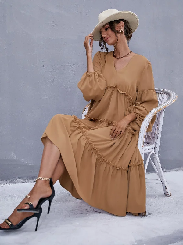 Shift Women Dress with a Simple and Classic Design for Everyday Wear Shift Women Dress with a Simple and Classic Design for Everyday Wear KittenAlarm - V Neck Lettuce Trim Bishop Sleeve Dress Without Belt Shift Women Dress with a Simple and Classic Design for Everyday Wear Shift Women Dress with a Simple and Classic Design for Everyday Wear KittenAlarm - V Neck Lettuce Trim Bishop Sleeve Dress Without Belt