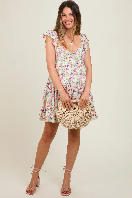 Wrap - Style Women Dress with Adjustable Fit for All Body Types Wrap - Style Women Dress with Adjustable Fit for All Body Types Cream Floral Tiered Maternity Mini Dress Wrap - Style Women Dress with Adjustable Fit for All Body Types Wrap - Style Women Dress with Adjustable Fit for All Body Types Cream Floral Tiered Maternity Mini Dress