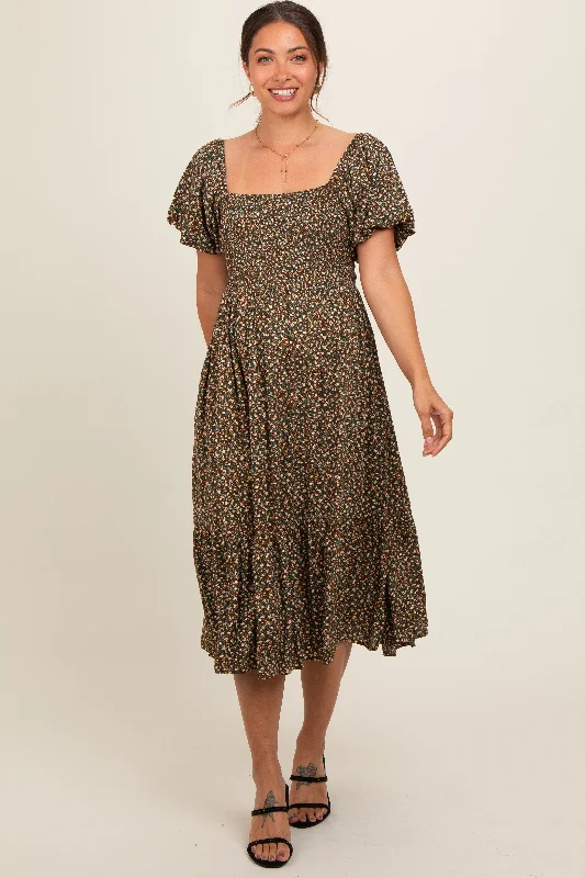 Wrap - Style Women Dress with Adjustable Fit for All Body Types Wrap - Style Women Dress with Adjustable Fit for All Body Types Olive Floral Smocked Maternity Midi Dress Wrap - Style Women Dress with Adjustable Fit for All Body Types Wrap - Style Women Dress with Adjustable Fit for All Body Types Olive Floral Smocked Maternity Midi Dress