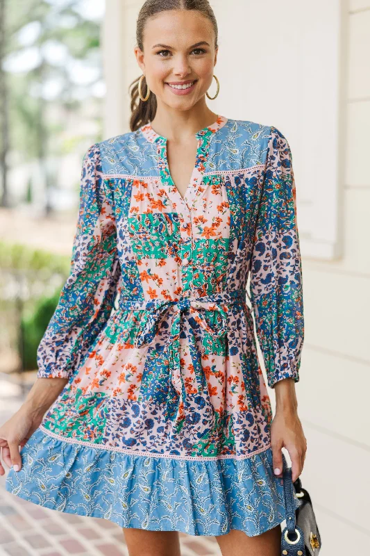 Wrap - Style Women Dress with Adjustable Fit for All Body Types Wrap - Style Women Dress with Adjustable Fit for All Body Types Remember It Well Blue Mixed Printed Dress Wrap - Style Women Dress with Adjustable Fit for All Body Types Wrap - Style Women Dress with Adjustable Fit for All Body Types Remember It Well Blue Mixed Printed Dress