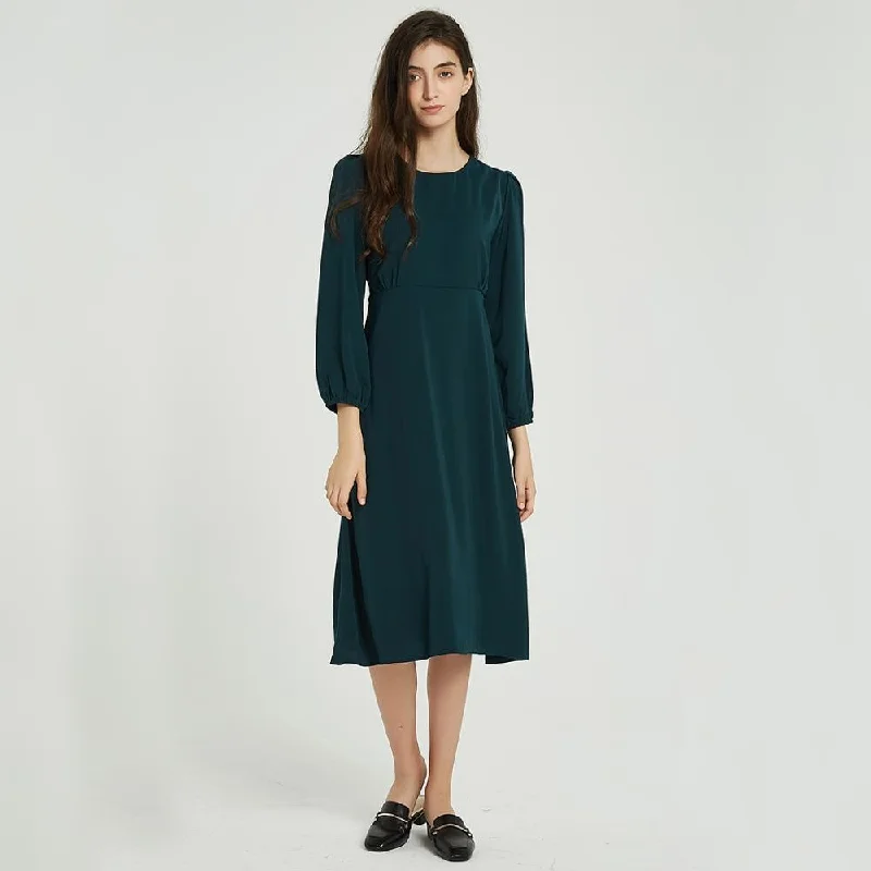 Pleated Women Dress with a Timeless and Elegant Texture Pleated Women Dress with a Timeless and Elegant Texture FashionSierra - Women Solid Elegant O Neck Long Sleeve Dresses Pleated Women Dress with a Timeless and Elegant Texture Pleated Women Dress with a Timeless and Elegant Texture FashionSierra - Women Solid Elegant O Neck Long Sleeve Dresses