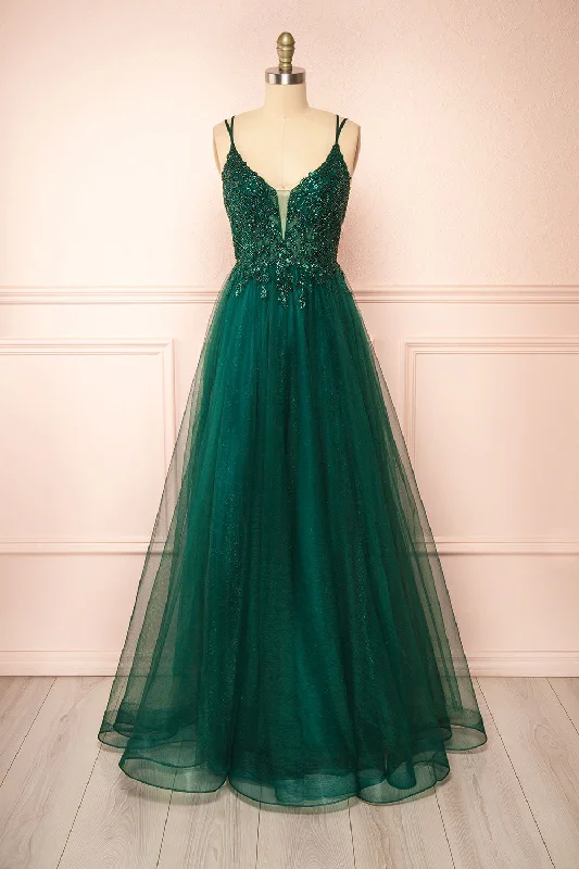 Mermaid - Style Women Dress with a Fitted Silhouette for Special OccasionsMermaid - Style Women Dress with a Fitted Silhouette for Special OccasionsAethera Green | Sparkling Beaded A-Line Maxi Dress