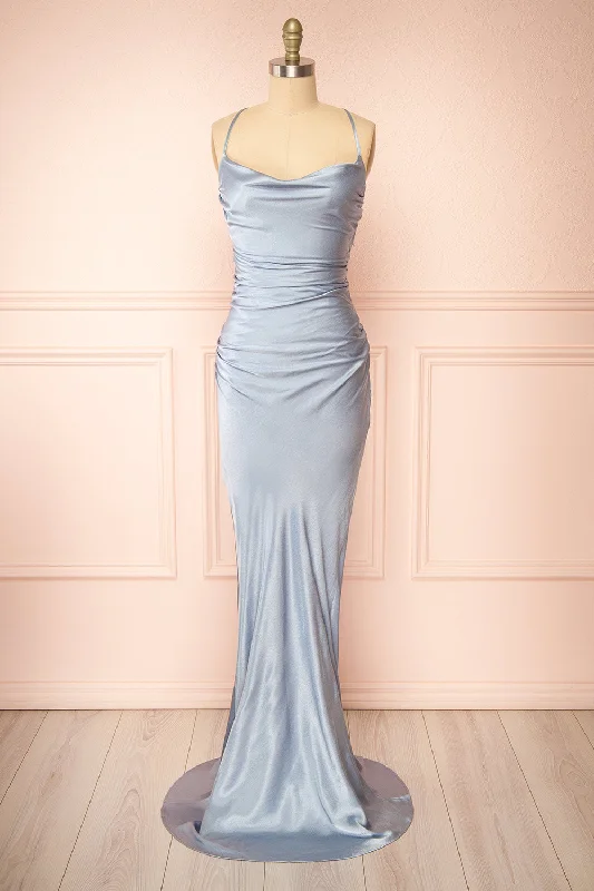 Wrap - Style Women Dress with Adjustable Fit for All Body TypesWrap - Style Women Dress with Adjustable Fit for All Body TypesAmana Blue | Maxi Satin Dress w/ Cowl Neck Wrap - Style Women Dress with Adjustable Fit for All Body TypesWrap - Style Women Dress with Adjustable Fit for All Body TypesAmana Blue | Maxi Satin Dress w/ Cowl Neck