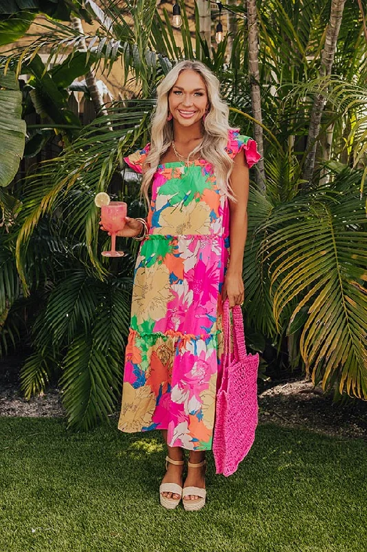 Mermaid - Style Women Dress with a Fitted Silhouette for Special OccasionsMermaid - Style Women Dress with a Fitted Silhouette for Special OccasionsCoastal Dreams Floral Midi in Hot Pink