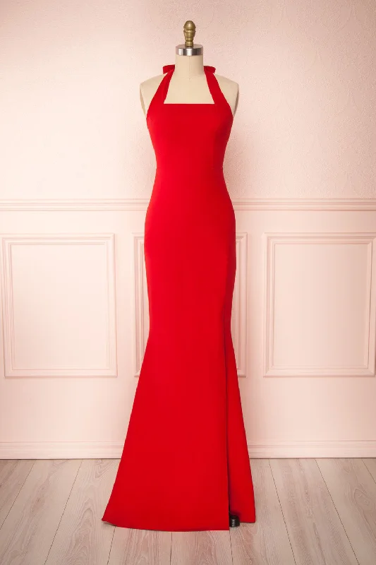 Sleeveless Women Dress in Bright Colors for Summer PartiesSleeveless Women Dress in Bright Colors for Summer PartiesKavi Red | Halter Maxi Dress Sleeveless Women Dress in Bright Colors for Summer PartiesSleeveless Women Dress in Bright Colors for Summer PartiesKavi Red | Halter Maxi Dress