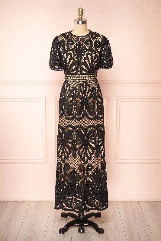Mermaid - Style Women Dress with a Fitted Silhouette for Special OccasionsMermaid - Style Women Dress with a Fitted Silhouette for Special OccasionsShevona Black | Crocheted Lace Midi Dress
