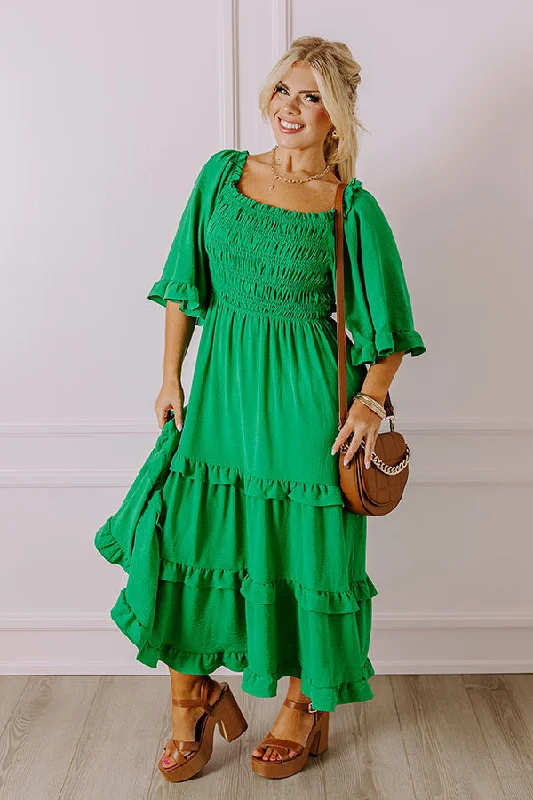 Ruffled Women Dress with Multiple Layers for a Playful and Girly StyleRuffled Women Dress with Multiple Layers for a Playful and Girly StyleToes In The Sand Smocked Midi in Green Curves Ruffled Women Dress with Multiple Layers for a Playful and Girly StyleRuffled Women Dress with Multiple Layers for a Playful and Girly StyleToes In The Sand Smocked Midi in Green Curves
