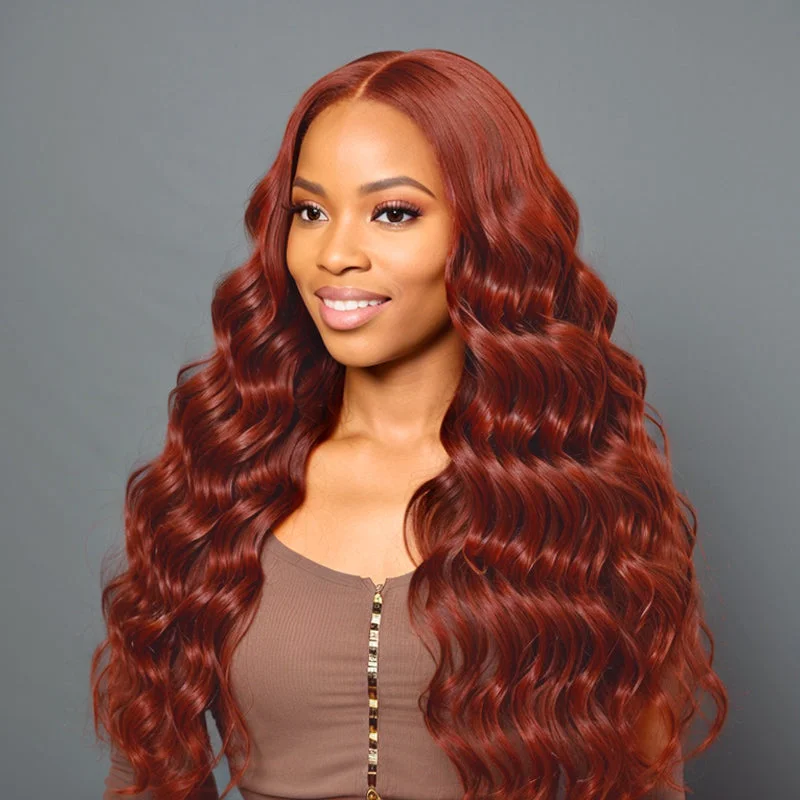 Put On & Go | #33 Reddish Brown Auburn 5x5 Closure Lace Glueless Body Wave Human Hair Wig