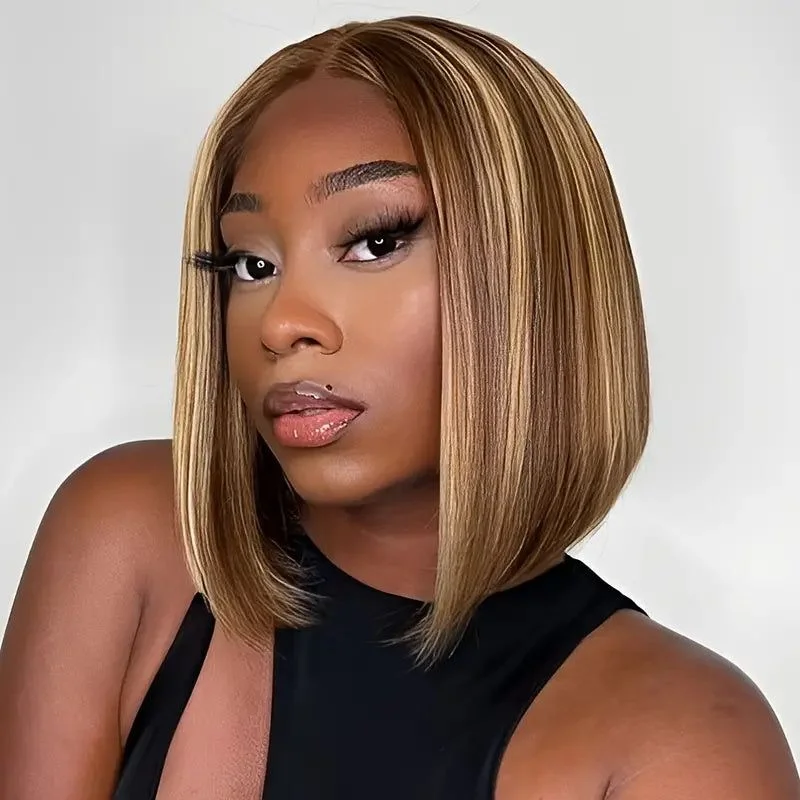 No Extra Work Ready to Wear & Go Highlight Piano Color Pre-Cut HD Lace Bob Wig