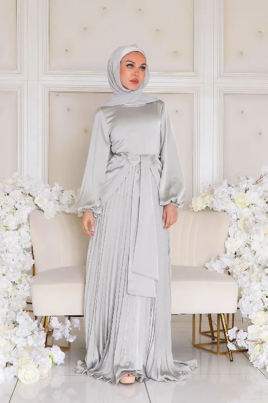 hand knitted women cardigan with artisanal charmAthena Pleat Satin Dress- Light Mint Gray hand knitted women cardigan with artisanal charmAthena Pleat Satin Dress- Light Mint Gray