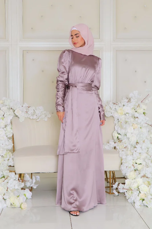 floral print women cardigan for a feminine touchAubrey Ruched Satin Dress - Lavender floral print women cardigan for a feminine touchAubrey Ruched Satin Dress - Lavender