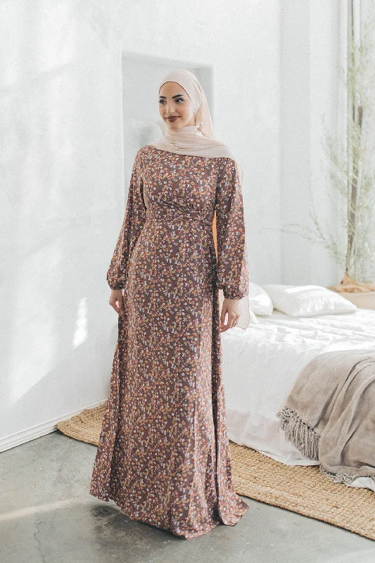 organic cotton women cardigan for an eco - friendly choiceDahlia Floral Wrap Dress- Rusty Pink organic cotton women cardigan for an eco - friendly choiceDahlia Floral Wrap Dress- Rusty Pink