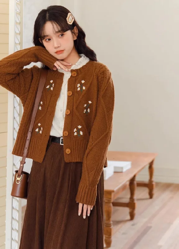 organic cotton women cardigan for an eco - friendly choiceDitsy Floral Embroidered Round Neck Cardigan (2 Colors) organic cotton women cardigan for an eco - friendly choiceDitsy Floral Embroidered Round Neck Cardigan (2 Colors)
