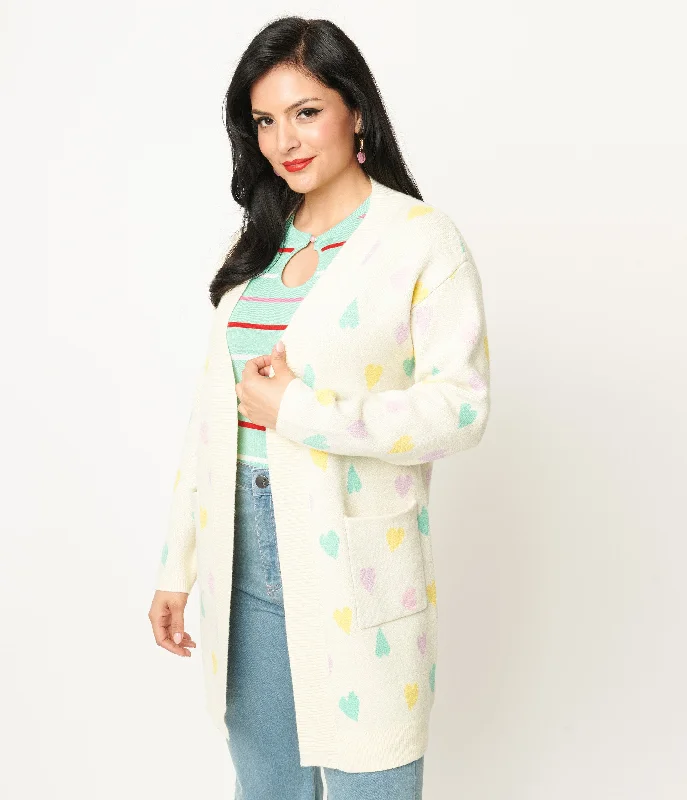 plus size women cardigan for comfortable layeringMagnolia Place Cream & Pastel Hearts Cardigan plus size women cardigan for comfortable layeringMagnolia Place Cream & Pastel Hearts Cardigan