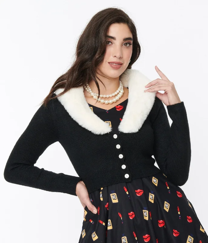 cashmere blend women cardigan for a luxurious feelVoodoo Vixen Black Faux Fur Collar Cropped Cardigan cashmere blend women cardigan for a luxurious feelVoodoo Vixen Black Faux Fur Collar Cropped Cardigan