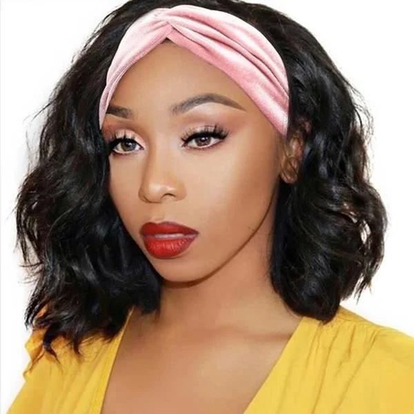 Junoda Hair Body Wave Headband Wig Short Bob Human Hair Wigs For Women Malaysian Remy Hair 150% Density