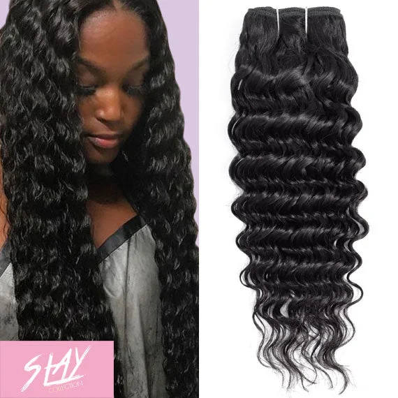 Deep Wave Human Hair Extensions / 6A Black