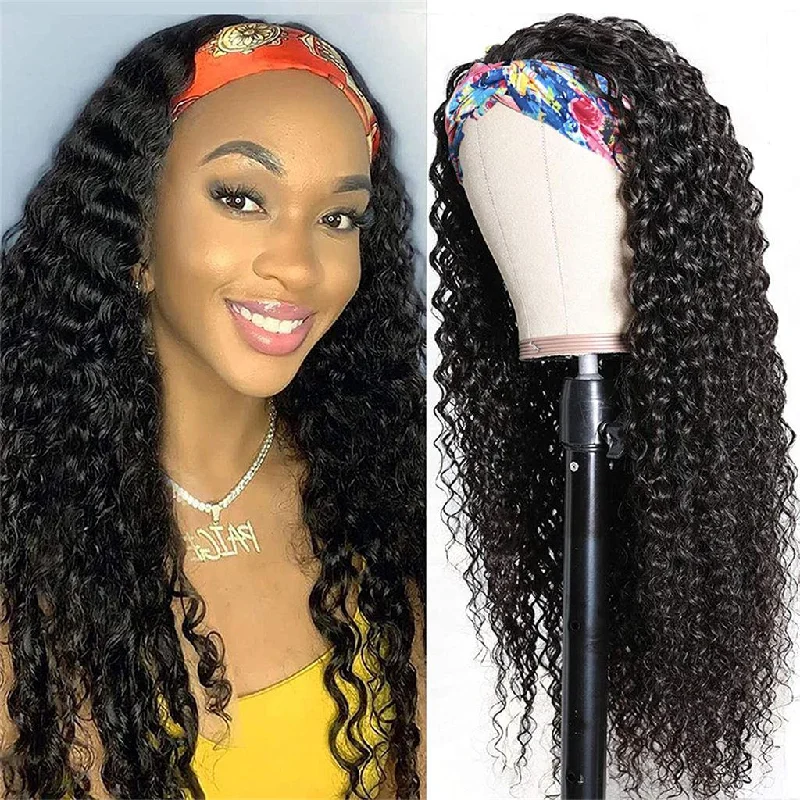 ULit Brazilian Deep Wave Headband Wig Human Hair Wig