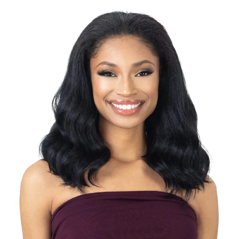 FreeTress Equal Half Wig Drawstring Full Cap Natural Me Natural Pressed Waves (1B)