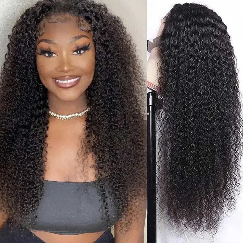 10A Brazilian Easy Go Glueless Wig Kinky Curly 13x4 Lace Frontal Wig 4x4 5x5 Lace Closure Wig Wear Go Wigs