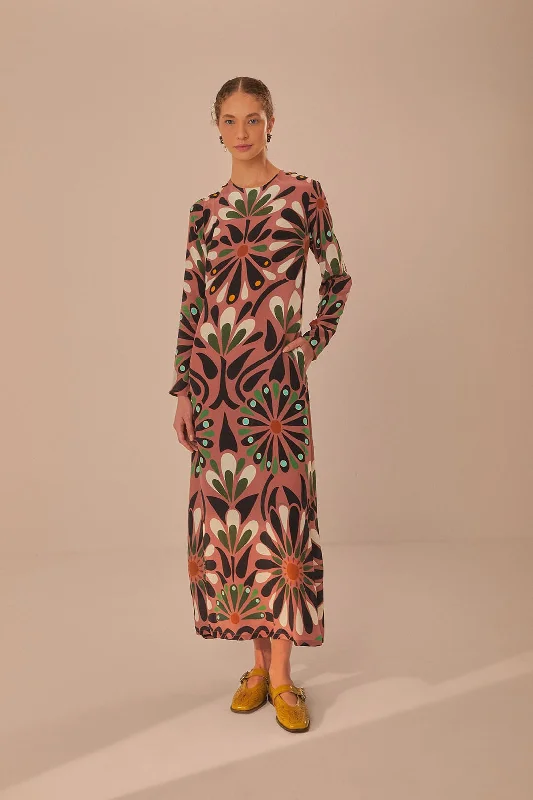 Wrap - Style Women Dress with Adjustable Fit for All Body TypesWrap - Style Women Dress with Adjustable Fit for All Body TypesPink Ainika Flowers Long Sleeve Maxi Dress Wrap - Style Women Dress with Adjustable Fit for All Body TypesWrap - Style Women Dress with Adjustable Fit for All Body TypesPink Ainika Flowers Long Sleeve Maxi Dress